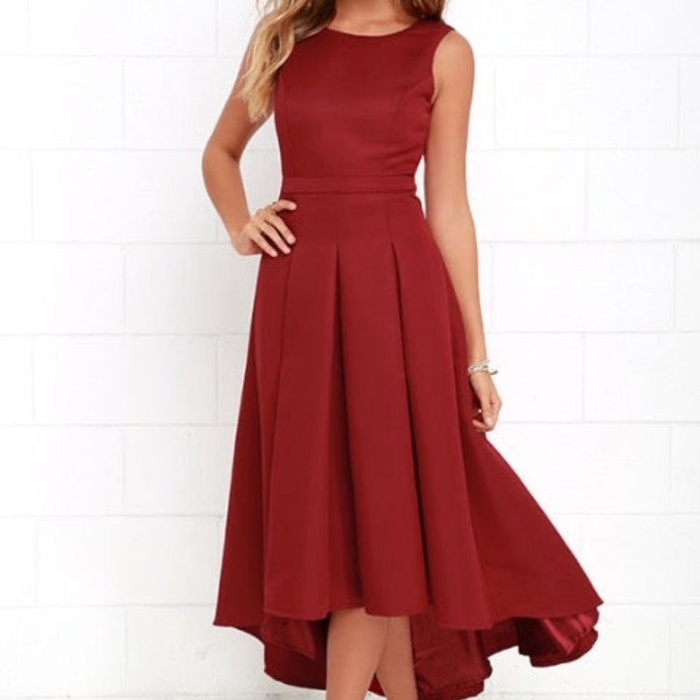 Lulus Paso Doble Take Wine Red High-Low Dress